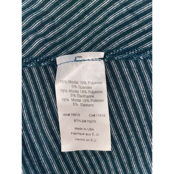 LED Cowl Neck‎ Tunic - Emerald Green w/Stripes - Size M - Made in USA - Soft! - Picture 8 of 8